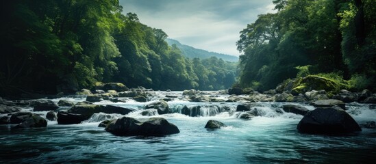 An Image of Flowing River. Creative banner. Copyspace image