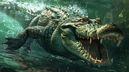 Obraz premium The Crocodile A Predator in the Water