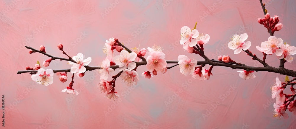 Aufkleber peach blossom There are many peach blossom in spring Peach is the symbol of Vietnamese lunar new year. Creative banner. Copyspace image