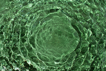 Water waves with shining swirl texture on a dark green background. Abstract background idea. Water surface concept. Abstract summer color.