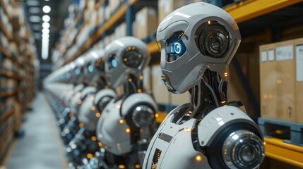 Fototapeta premium Advanced robotic arms enhance efficiency in warehousing