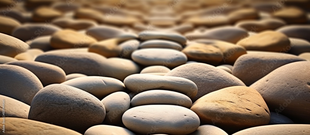 Poster pattern background reflexology pathway using group of rounded stone. Creative banner. Copyspace image