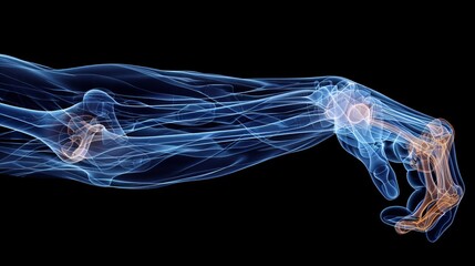 X-ray of Arm and Hand, Detailed view of arm and hand bones, Medical Imaging Illustration