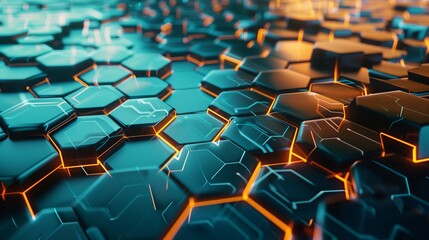 Obraz premium Futuristic interconnected hexagonal grids in 3D