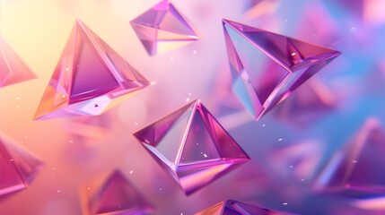 Floating 3D pyramids with gradient design