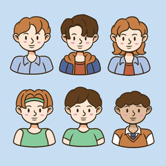 set of boys character, flat design, set of character cartoon good for avatar