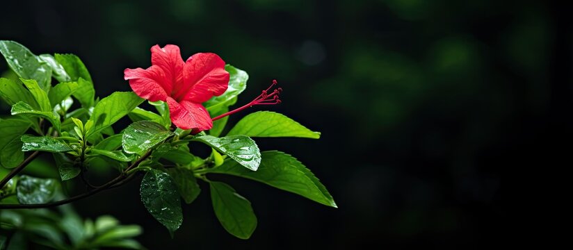 Beautiful Vinka Flower Green Nature. Creative banner. Copyspace image
