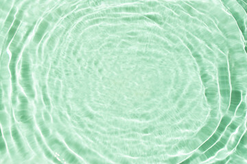 Flowing water with shining wave texture on a vibrant sunlight mint green background.  Abstarct colours effect idea.