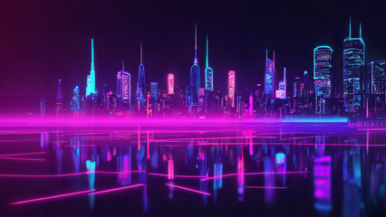 Fototapeta premium Electric Neon City Lights Gradient Background for Urban Nightlife Scenes