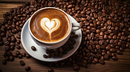 cup of coffee with beans