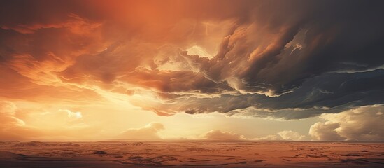 Obraz premium A nearby storm in the sunset. Creative banner. Copyspace image
