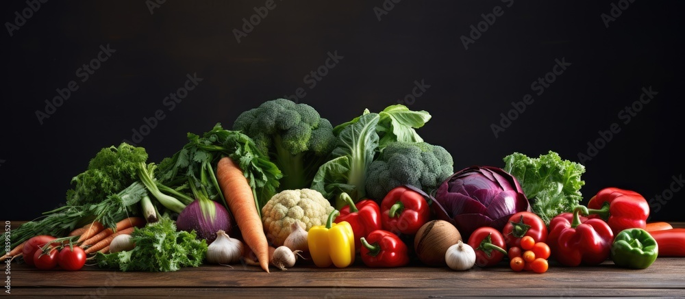Poster different fresh vegetables on the table. creative banner. copyspace image