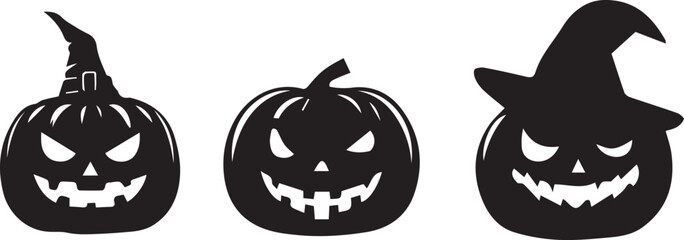 SET Pumpkin for halloween silhouette vector EPS