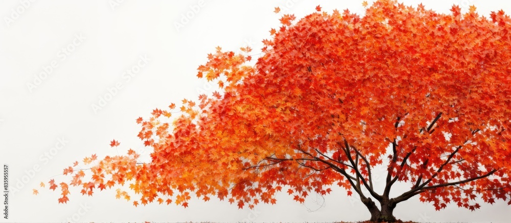 Poster maple tree with autumn leaves. creative banner. copyspace image