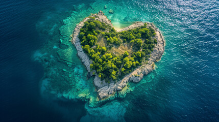 Love from Above: Breathtaking Aerial Perspective of a Island,generated by IA