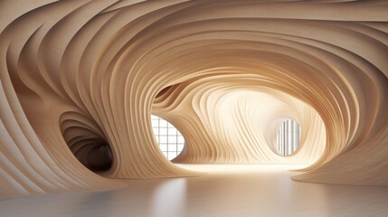 Obraz premium A spacious, futuristic room with clean lines and plenty of natural light.