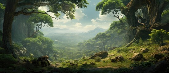 view virgin forest for new world. Creative banner. Copyspace image