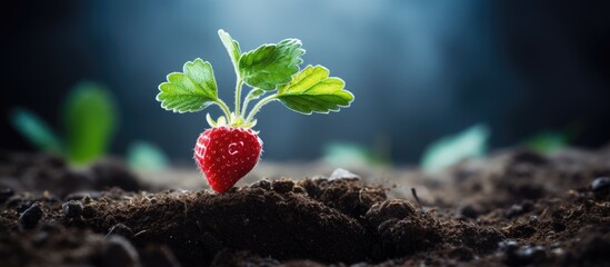 strawberry seedling. Creative banner. Copyspace image - Powered by Adobe