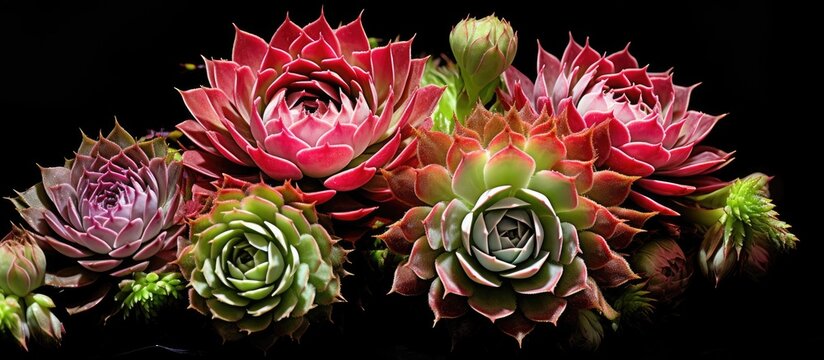 Sempervivum. Creative banner. Copyspace image