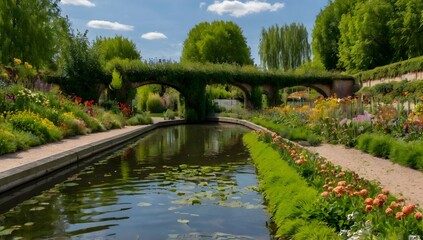Fototapeta premium Floating gardens in the spring between the canals, Hortillonnages in Amiens in France