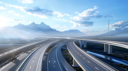 Obraz premium High-Speed Highway: A Dynamic Transportation Background