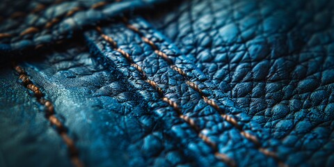 A tag with attractive embroidery crafted from navy leather.