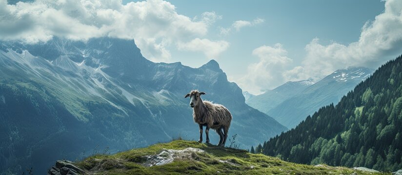 wild mountain goat artvin savsat. Creative banner. Copyspace image