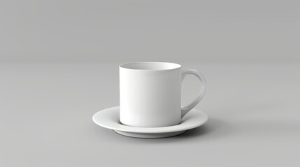 Fototapeta premium a coffee mug on a saucer displaying a blank space white background