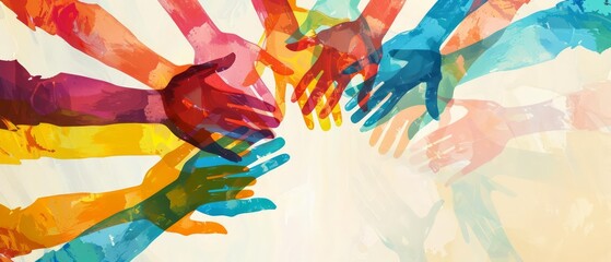 Team collaboration and unity concept representing diverse individuals coming together as a symbol of partnership and employee cooperation