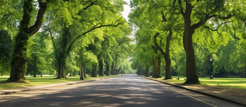 Road in the Green Park. Creative banner. Copyspace image