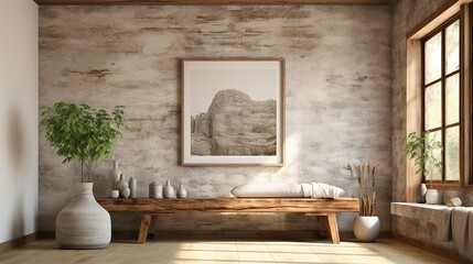 Rough-hewn stone wall bathed in soft ambient light, adding a touch of rustic charm and authenticity to any composition. Painting Illustration style, Minimal and Simple,