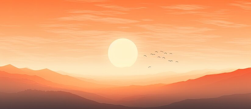 An orange sky at sunrise. Creative banner. Copyspace image