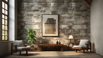 Rough-hewn stone wall bathed in soft ambient light, adding a touch of rustic charm and authenticity to any composition. Painting Illustration style, Minimal and Simple,