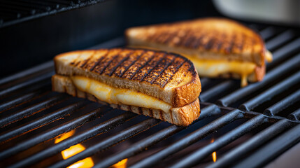 Toasty Grilled Cheese Sandwich on Grill