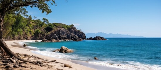 Obraz premium private beach peninsula by the sea. Creative banner. Copyspace image