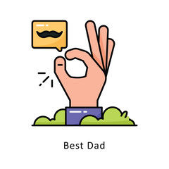 Best Dad Vector Filled  outline Design illustration. Symbol on White background EPS 10 File