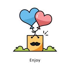 Enjoy Vector Filled  outline Design illustration. Symbol on White background EPS 10 File