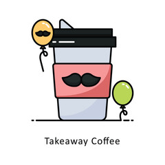 Takeaway Coffee Vector Filled  outline Design illustration. Symbol on White background EPS 10 File
