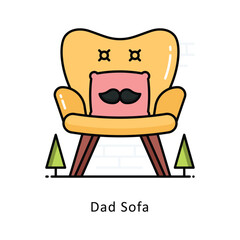 Dad Sofa Vector Filled  outline Design illustration. Symbol on White background EPS 10 File