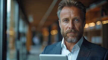 professional businessman using tablet computer at office .stock illustration