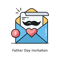 Father Day Invitation Vector Filled  outline Design illustration. Symbol on White background EPS 10 File