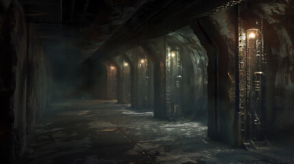 Obraz premium Underground Cargo Port: A Futuristic Transportation Background