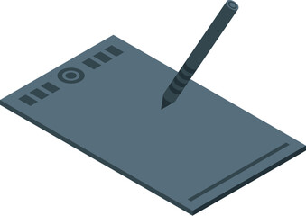 Isometric vector illustration of a graphic tablet with a pen, isolated on a white background