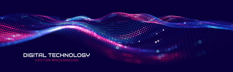 Cyber Big Data Flow Particles Bokeh. Digital Neural Network. Concept of AI Artificial Intelligence Technology Machine Deep Learning. Digital Communication. Science Technology Presentation Vector.