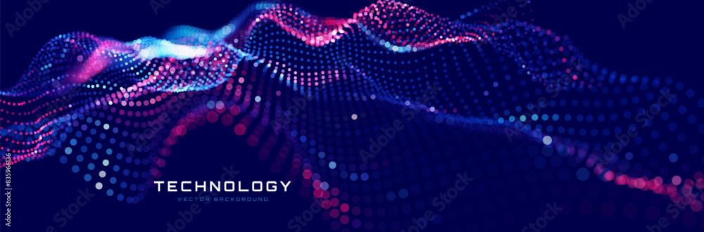 Leinwandbilder Cyber Big Data Flow Lines. Digital Neural Network. Concept of AI Artificial Intelligence Technology Machine Deep Learning. Digital Communication. Science Technology Presentation Vector. 