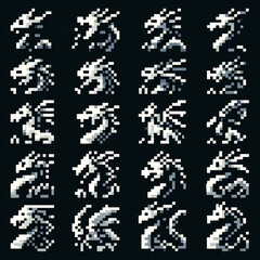 Pixel art dragon sprites for RPG game