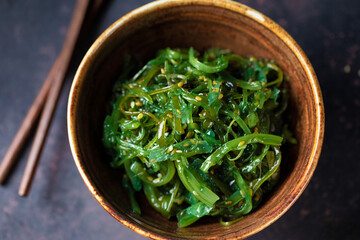 Wakame salad served in bowl