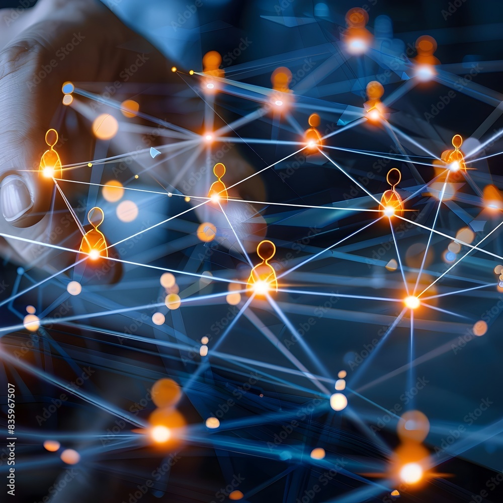 Poster enhancing employee performance and satisfaction through digital analytics in business networking