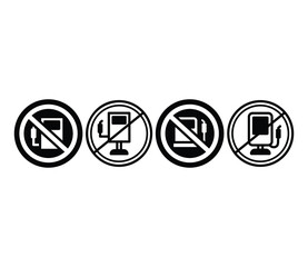no fuel station icons sign symbol vector design simple black white flat illustrations templates sets
