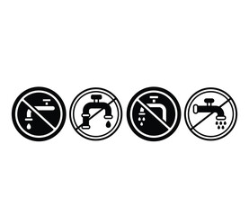 no water tap supply icons sign symbol vector design simple black white illustration templates sets isolated